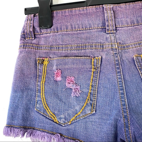 Purple Blue Tie Dye Jean Shorts - Picture 4 of 6
